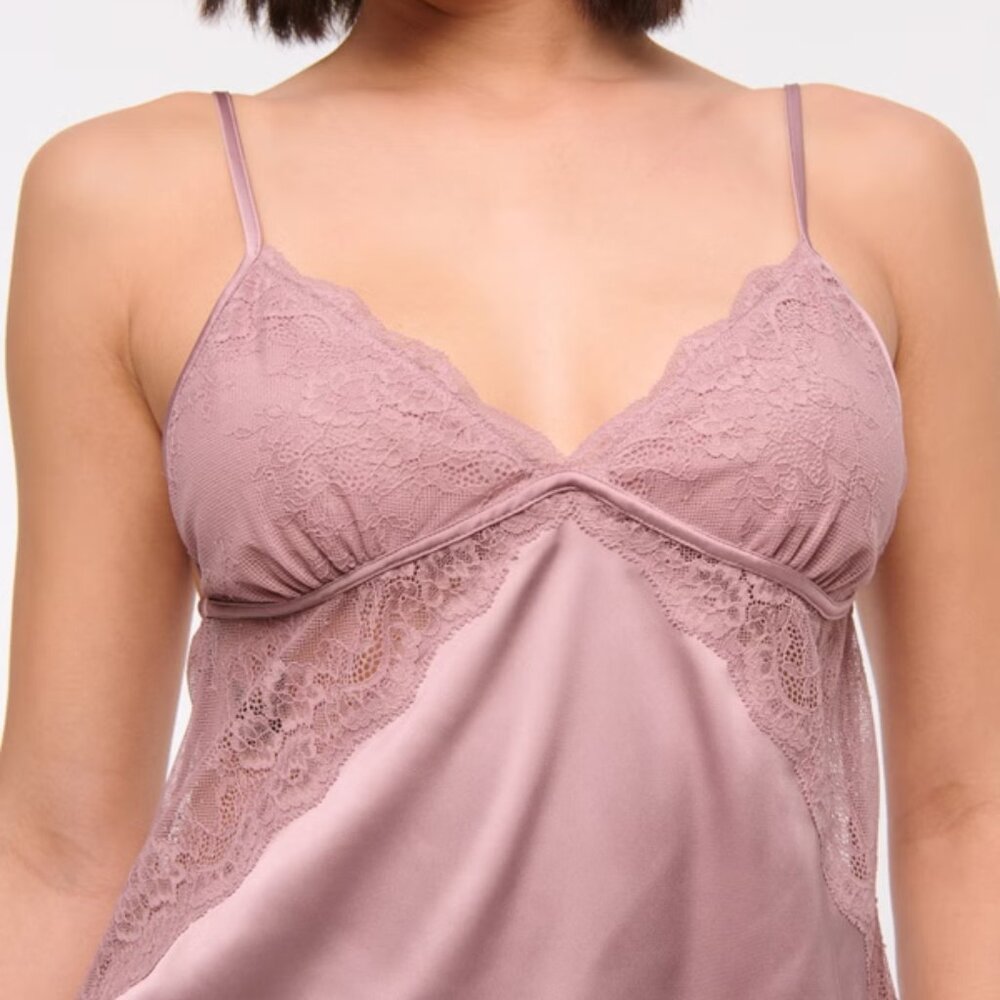 NWOT Abercrombie & Fitch Sheer/Lace Matching Sleep Set, Pink, Size Small - Picture 2 of 7